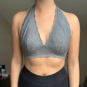 Grey Lace Halter Bralette